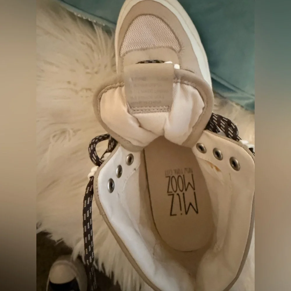 Miz Mooz Cream and Brown High-Top Sneakers